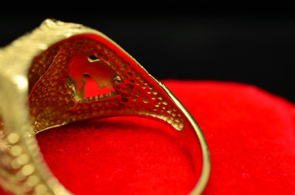 10K Yellow Gold Black Hills Gold Leaves & Grapes Eagle Design Ring Band Sz 10.75