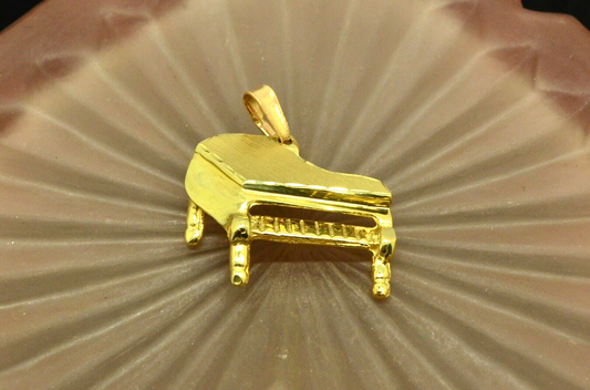 14K Yellow gold grand piano pendant charm