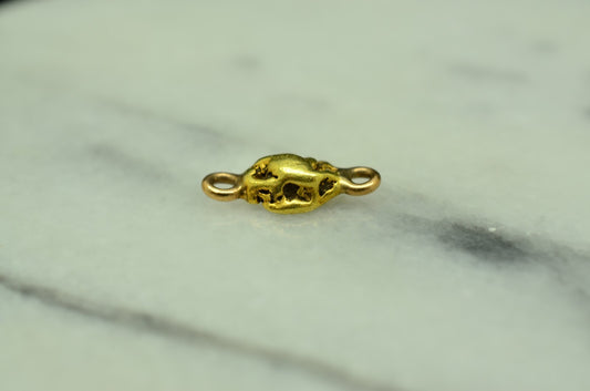 20K Yellow Gold natural gold nugget w/ jump rings 1.1 grams 13.5mm X 5.5mm X 3mm