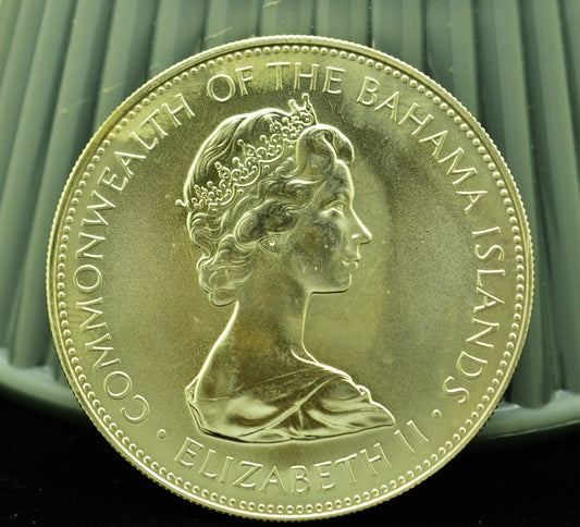 1971 Bahama Islands $5 Bu 45mm coin -92.5% silver