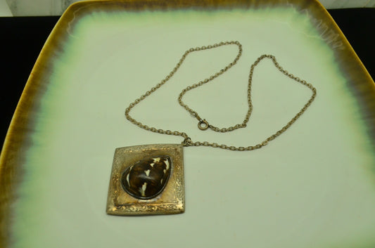 18" 925 Sterling Silver oval cable necklace with unique jasper pendant