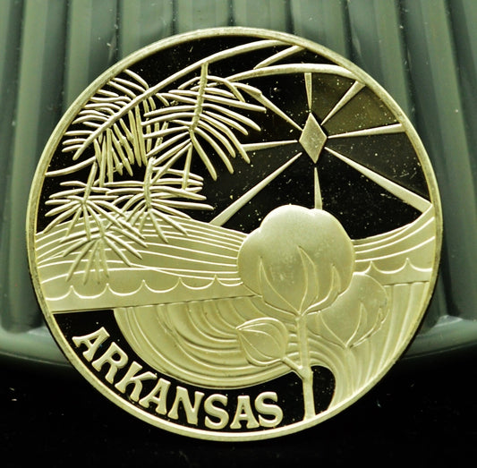 925 Silver Franklin Mint Art Round State of Arkansas