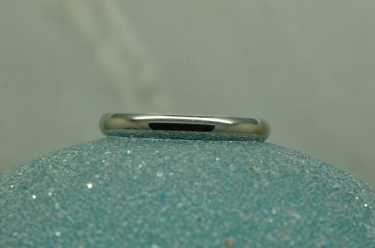14K White Gold simple polished wedding ring band 3mm size 10.75