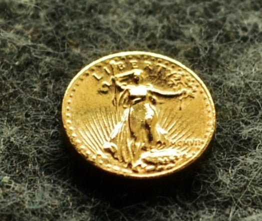 14K Gold Mini Coin w/ Double Eagle Design 8.8mm 0.7 grams