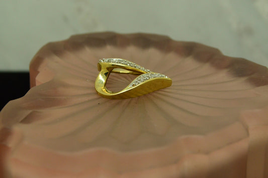 10K Yellow gold open heart w/ diamonds pendant charm 0.13 tcw #D3780