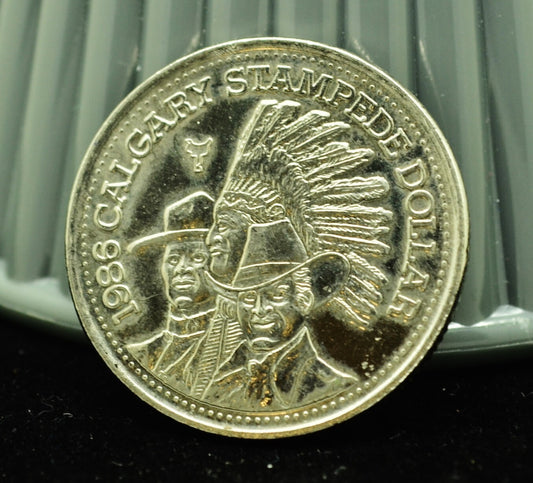 1986 Canada Calgary Stampede $1 Dollar Trade Token BU Nickel Plated Steel 33mm