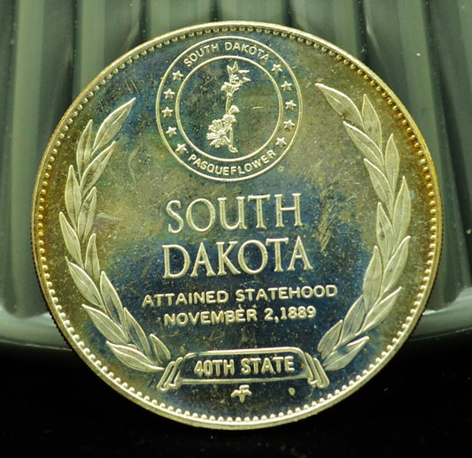 925 Silver Franklin Mint Art Round State of South Dakota