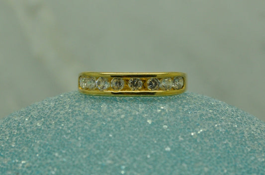 14K Yellow Gold 8 stone cz anniversary ring band size 7.75