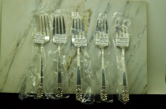 925 Sterling Silver Oneida Mansion House Set of 5 Salad Forks 6.5"