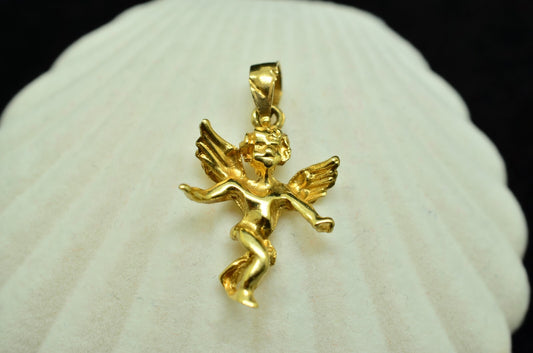 14K Yellow Gold Cherub / Baby Angel Pendant Charm