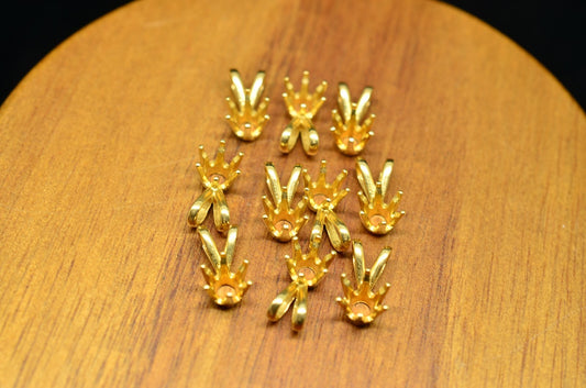 Lot of Ten 14K Yellow Gold Rabbit Ear Solitaire Bail Mounting -Six Prong