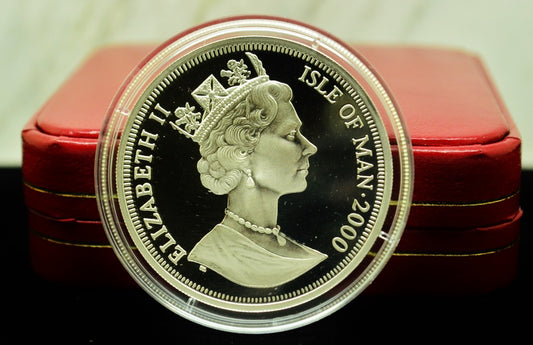 2000 Isle Of Man 1 Crown Millennium 925 Silver Coin w/ Box