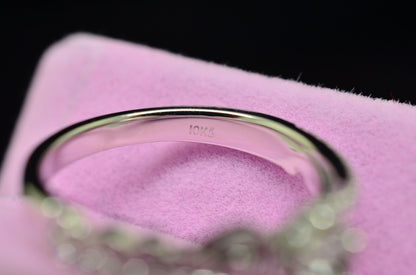 10K White Gold White Sapphire Sculptural Engagement Ring Diamond accents Size 7