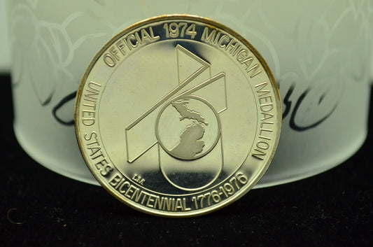 1974 Michigan Lincoln Mint Art Round 92.5% Silver