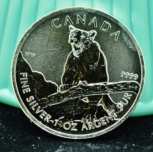 2012 Canada $5 Wildlife Series Cougar -1 Troy Oz .999 Silver