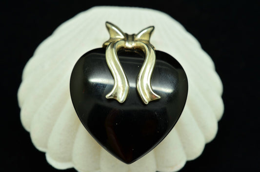 925 Sterling Silver Onyx Heart pendant charm