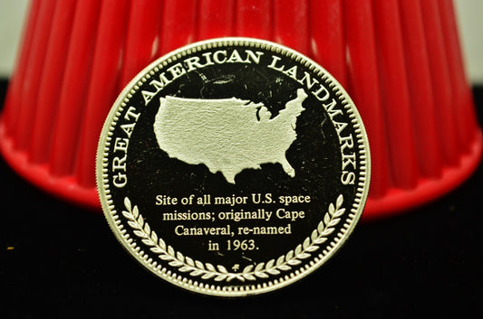 1971 Cape Kennedy Franklin Mint Art Round 92.5% Silver