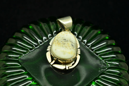 925 Sterling Silver white buffalo turquoise pendant charm