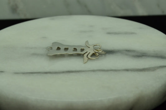 925 Sterling Silver bell with ribbon pendant charm