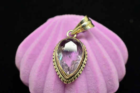 925 Sterling Silver Amethyst pear cut pendant charm