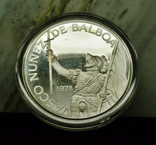 1978 Panama 20 Balboas Proof 92.5% Silver 129.59 grams 61mm km#54