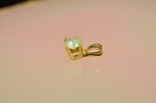14K Yellow Gold 1/4 Carat Round Diamond Solitaire Pendant Charm -Tiny