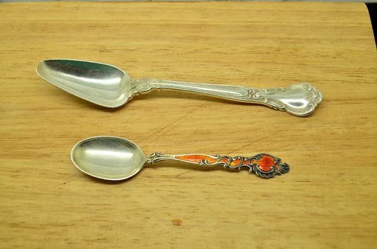 LOT OF 2 STERLING SILVER SPOONS BIRKS & TH. MARTHINSEN NORWAY 