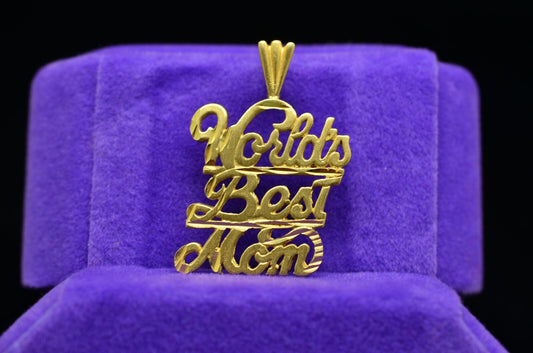 Michael Anthony 14K Yellow Gold WORLDS BEST MOM Pendant Charm