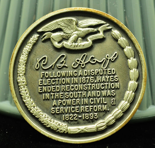 Rutherford B Hayes Wittnauer Mint High Relief Art Round 92.5% Silver