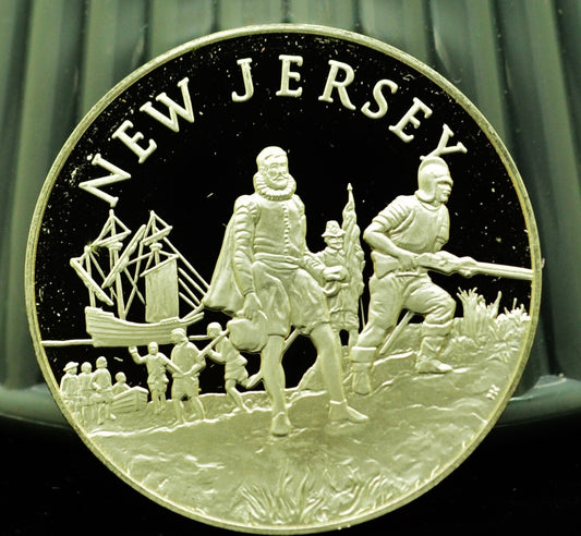 925 Silver Franklin Mint Art Round State of New Jersey