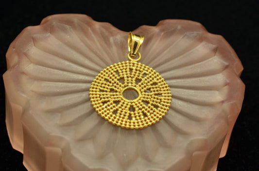 14K Yellow Gold Flexible Beaded Round Pendant Charm