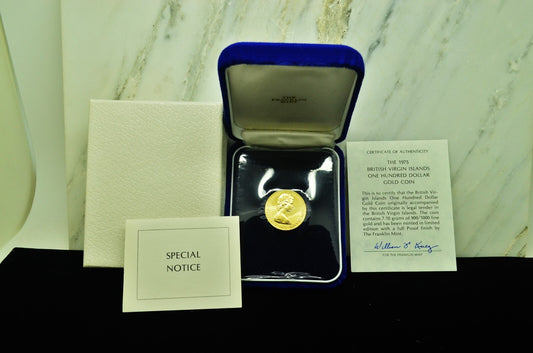 1975 British Virgin Islands $100 Gold Proof OGP