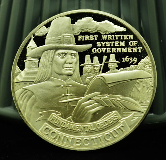 Connecticut Franklin Mint Art Round 92.5% Silver