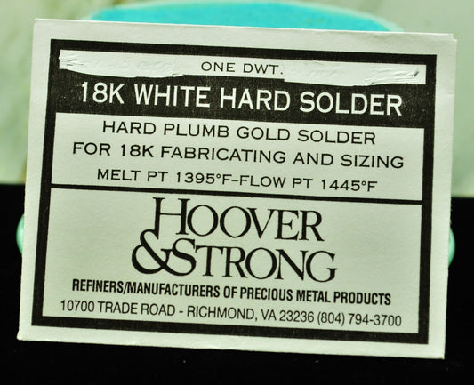 18K White Gold Hard Plumb Solder 1 DWT (1.55 grams) Hoover & Strong -Sealed