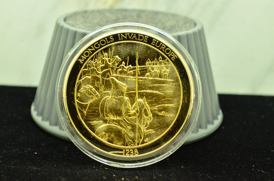 925 Silver Franklin Mint Art Round History Of Mankind Mongols Invade Europe