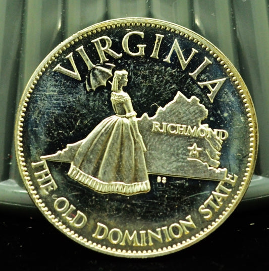 925 Silver Franklin Mint Art Round State of Virginia