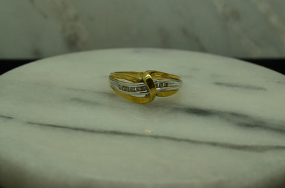 10K Yellow gold 9 diamond anniversary ring band w/ overpass design size 7 #D3795