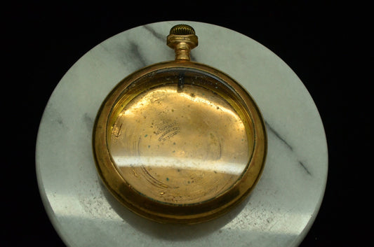 GOLD FILLED POCKETWATCH CASE WITH CRYSTAL (FITS A SIZE 18)