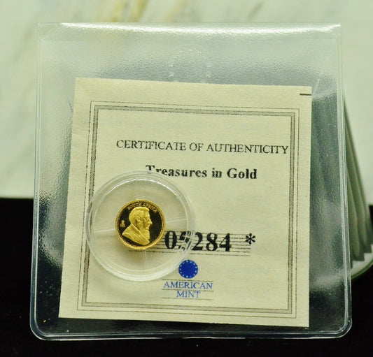 2016 American Mint Krugerrand Mini Gold Coin 11mm 0.5 grams .585 Gold COA