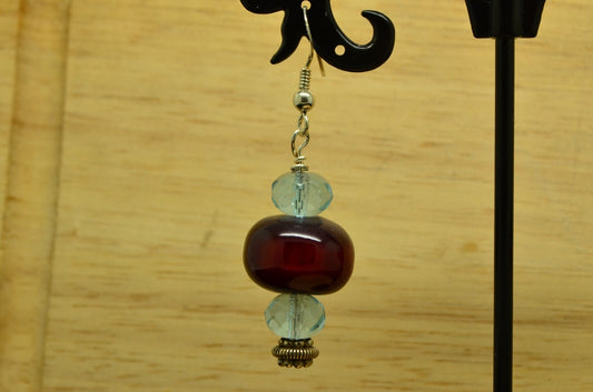 925 Sterling Silver dangling colorful beaded design fishhook earrings