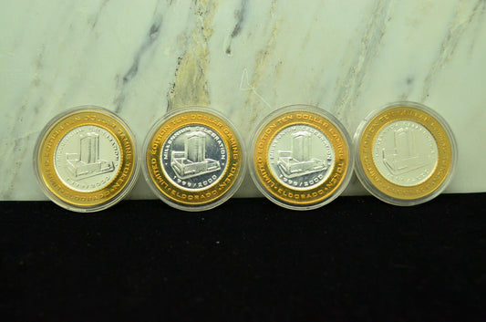 Lot of 4 Casino Silver Strike Gaming Tokens Rounds -Eldorado Reno