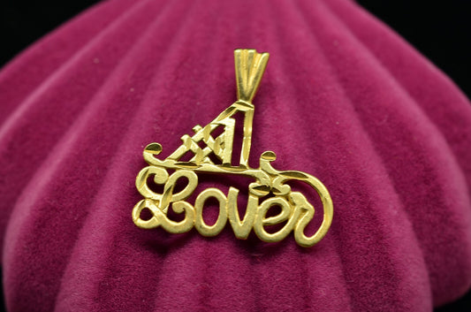 14K Yellow Gold #1 LOVER Pendant Charm