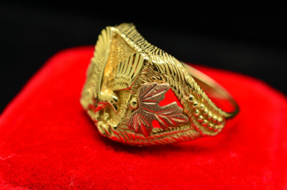 10K Yellow Gold Black Hills Gold Leaves & Grapes Eagle Design Ring Band Sz 10.75