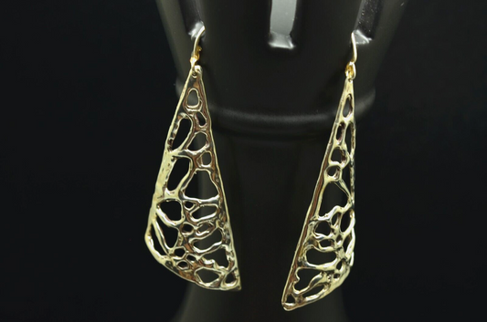 Handmade 925 Sterling Silver Triangle Spiderweb Design Fishhook Earrings