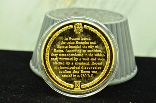 925 Silver Franklin Mint Art Round History Of Mankind The Founding Of Rome