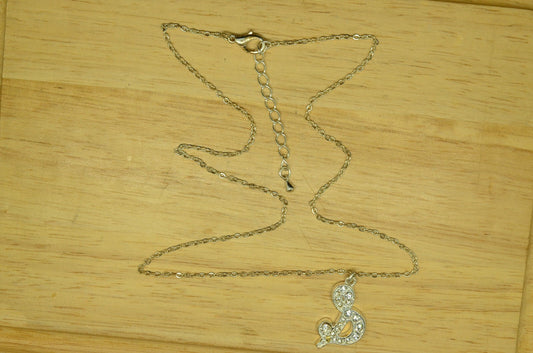 18-20" Silver Plated cable chain necklace w/ cursive letter "S" pendant