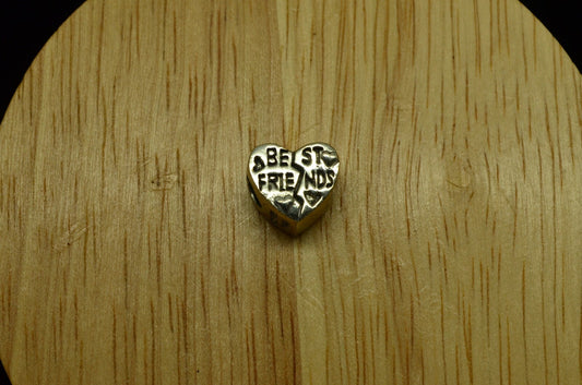 925 Sterling Silver best friends broken heart European bead charm