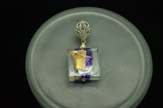 925 Sterling Silver dichroic glass pendant charm