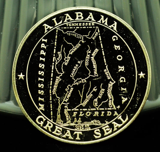925 Silver Franklin Mint Art Round State of Alabama