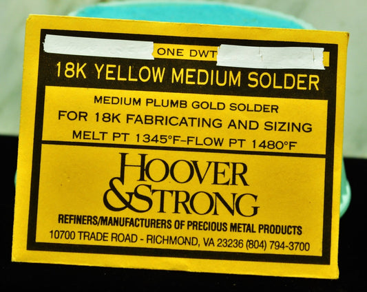 18K Yellow Gold Medium Plumb Solder 1 DWT (1.55 grams) Hoover & Strong -Sealed